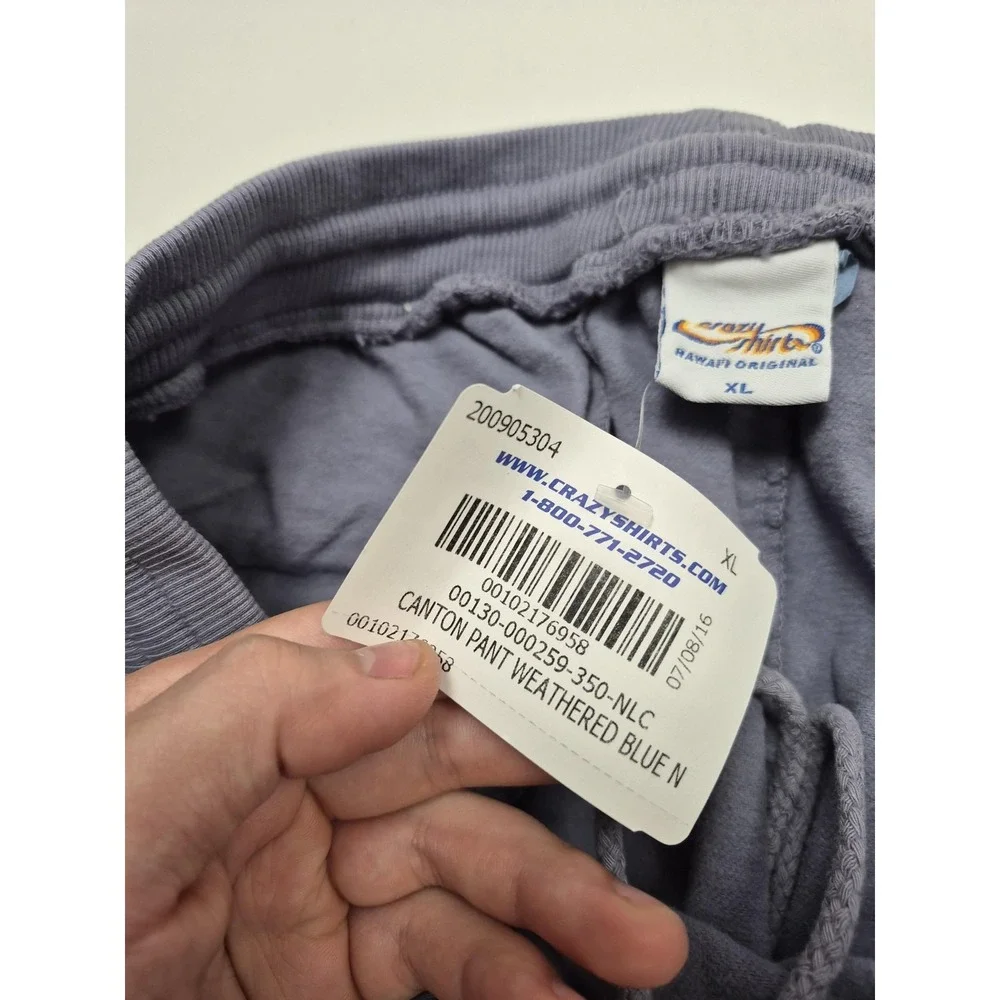 Crazy Shirts Canton Pant Sweatpants Mens 36x32 Blue Cotton Elastic Waist Casual